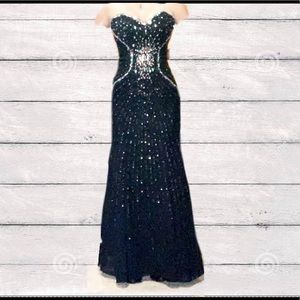 Black rhinestone ,embellished gown